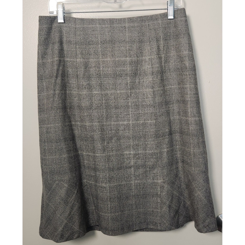 Talbots NWT Women's Gray Italian Wool A-Line Skirt 8 Lined Zip Close Knee Length